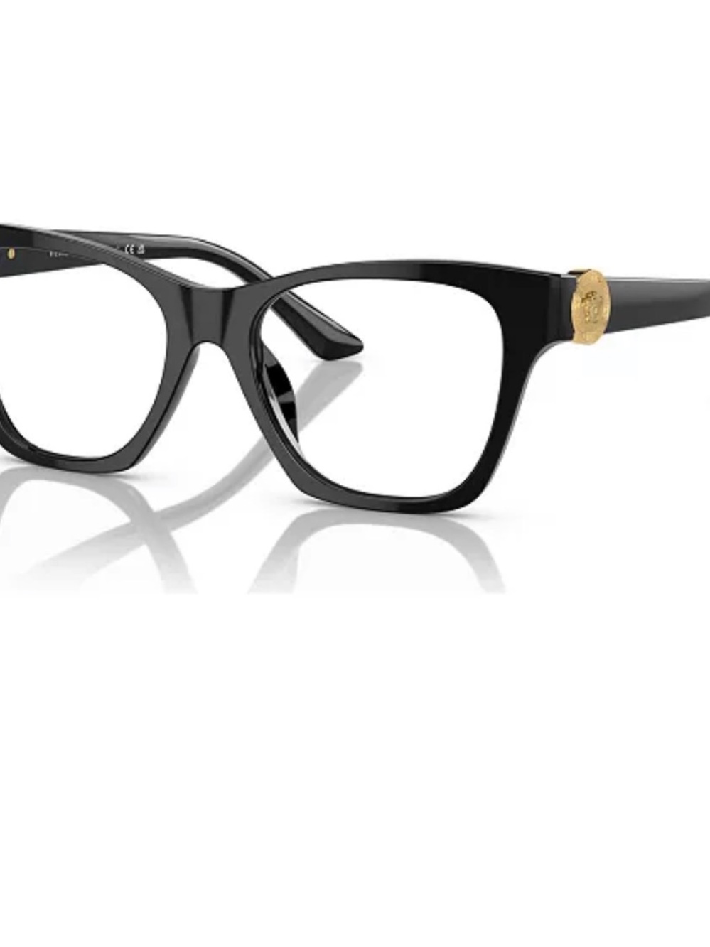 Versace Black Cat-Eye Glasses with Gold Medallion model 3341-U GB1 52-18 145